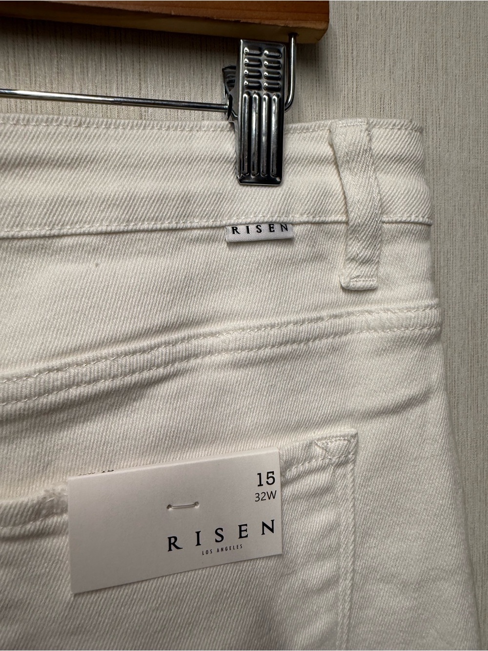 NWT Risen White Distressed Straight Leg Jeans, Size 15/32 - Picture 6 of 12